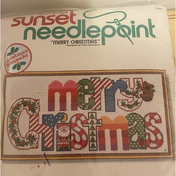 Sunset Other - 🔻Price Drop 🔻Needlepoint Kit - Merry Christmas Canvas